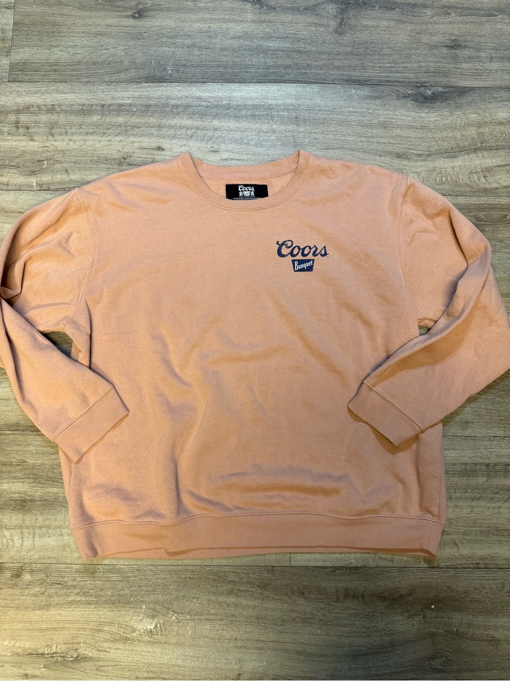 Coors Banquet Men's Beige Crew Neck Fleece Graphic Logo Pullover Sweatshirt XL
